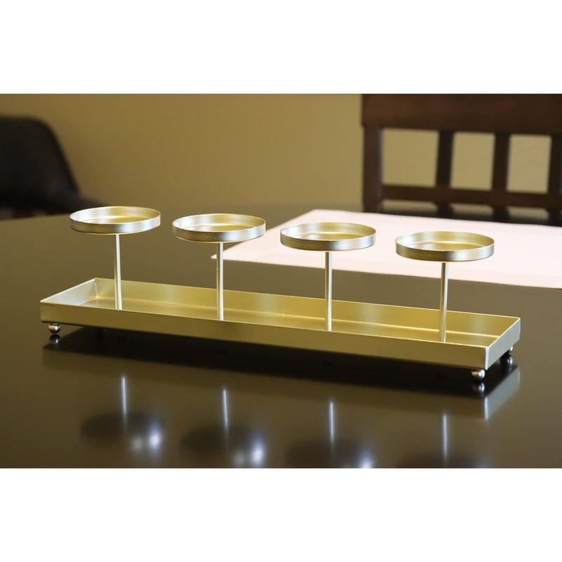 Seraphic Iron 4 Candle Pillar Candelabra Table Centerpiece Candle Holder Gold