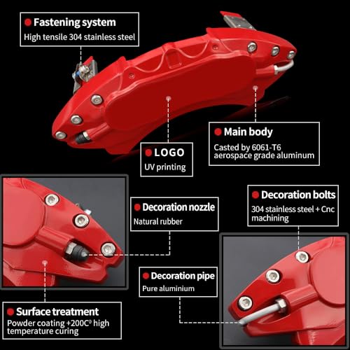 AOOA Aluminum Red Caliper Covers Black Character Fits 2011-2015 Camaro (set of 4) - Image 4