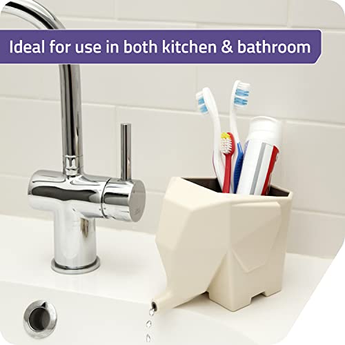 PELEG DESIGN Elephant Cutlery Drainer – Funny Self Draining Utensil Drying Rack for Kitchen Sink | Cute Silverware Drainer Basket (Cream) - Image 3