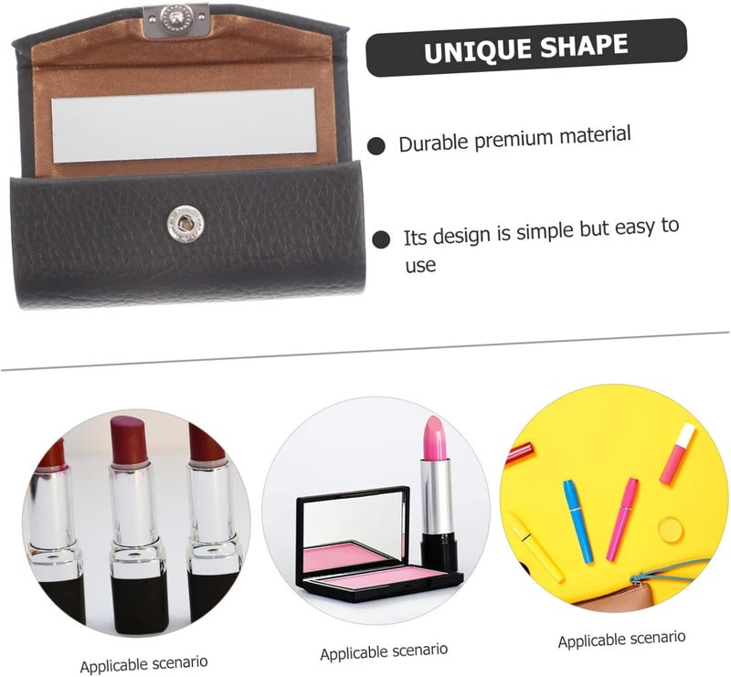DOITOOL Pocket Lipstick Case Portable Decorative Pu Lipstick Holder Mirror Elegant Leather Design for Travel Camping and Everyday Use for Women - Image 2