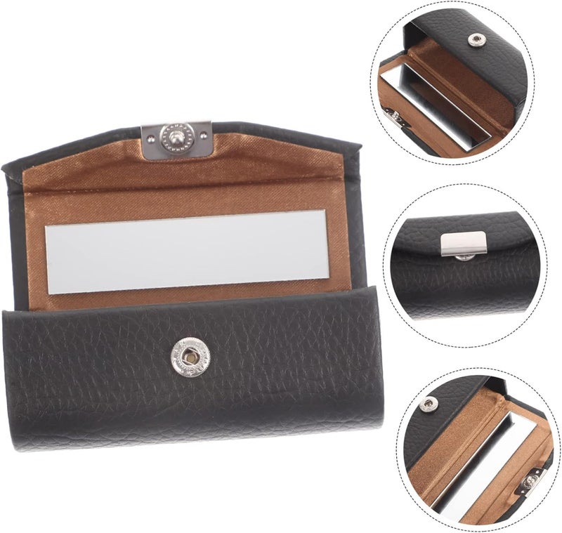 DOITOOL Pocket Lipstick Case Portable Decorative Pu Lipstick Holder Mirror Elegant Leather Design for Travel Camping and Everyday Use for Women - Image 4