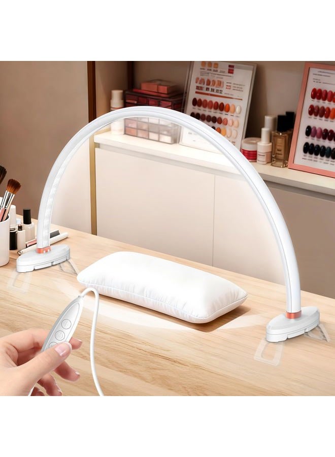 Yokilly Arc Half Moon Light: 20" Half Moon Light with Foldable Bracket for Desk Salon Table Use - No Flicker & Shadow-Free Desk Lamp with Stepless Brightness 3000-6500K for Manicurist Nail Tech - Image 1