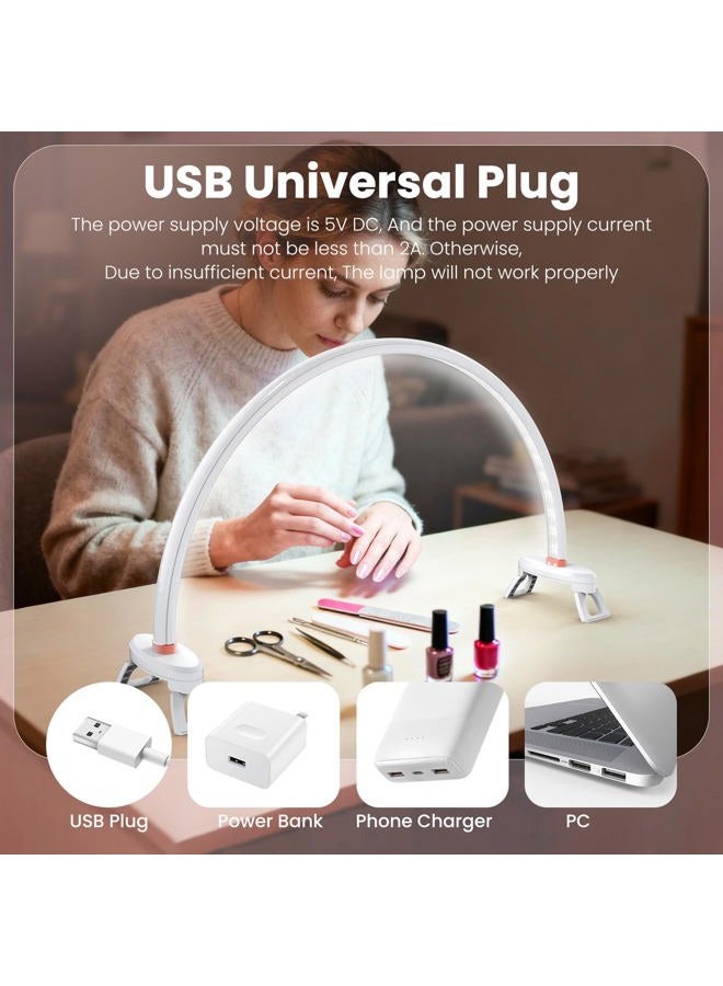 Yokilly Arc Half Moon Light: 20" Half Moon Light with Foldable Bracket for Desk Salon Table Use - No Flicker & Shadow-Free Desk Lamp with Stepless Brightness 3000-6500K for Manicurist Nail Tech - Image 2