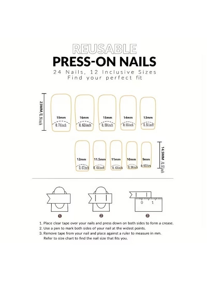 Goolsky French Manicure Press-On Nails - Glossy Pink False Nails with Heart Designs, Easy Application Salon-Quality Nail Extensions - Image 4