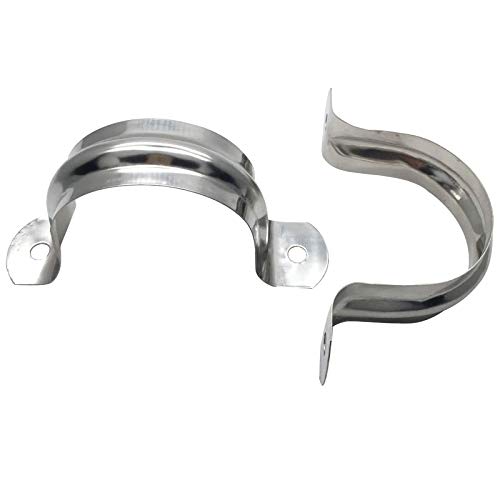 SDY 10 Pcs 2inch Rigid Pipe StrapTwo Hole Stainless Steel Strap U Bracket Widened Tube Strap Tension Clip Assortment Kit Heavy Duty Pipe Clamp63mm - Image 1