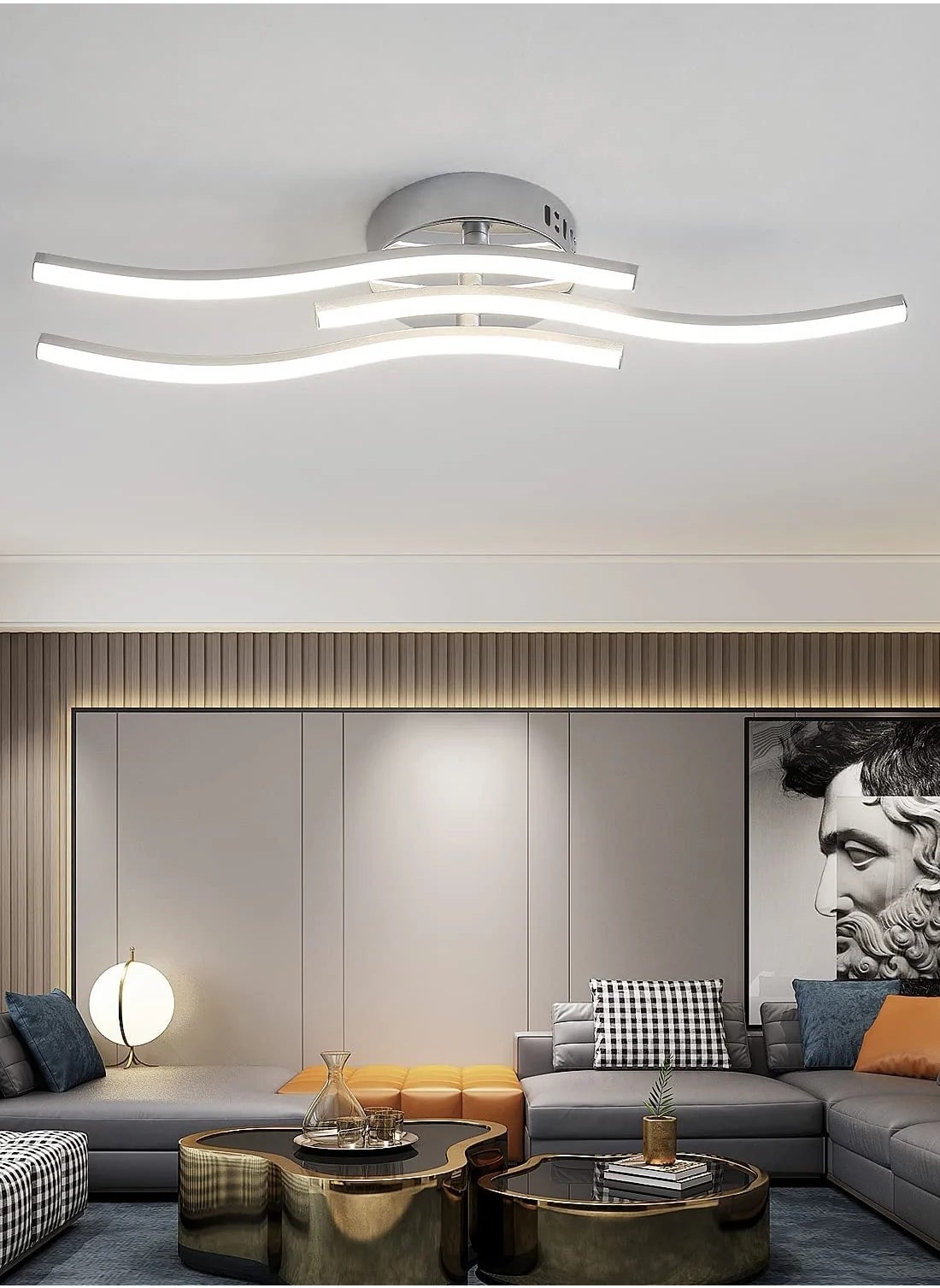 Modern LED Ceiling Light 3 Strips 4500K 18W 