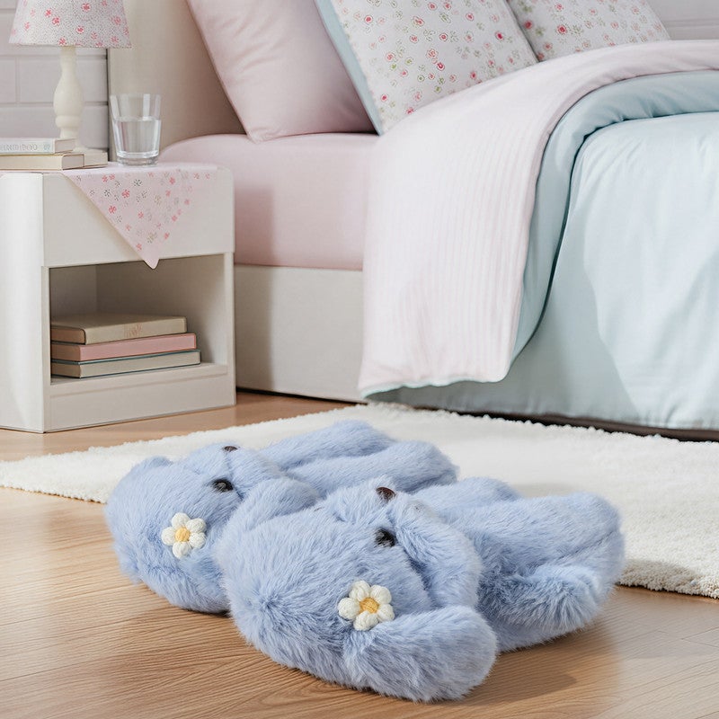 لاكي كيدز نعال قطيفة برسوم كرتونية مضحكة للبالغين - أحذية داخلية دافئة من إسفنج الذاكرة من الصوف، نعال منزلية ناعمة ومريحة بنعل مانع للانزلاق للنساء - Image 5