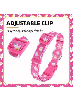 PUPTECK PUPTECK Cute Floral Dog Collar, Soft Cloth Fabric Dog Collars for Small Medium Large Dogs, Adjustable Puppy Collar with Pendant for Male Female Boys Girls Accessories  - Image 4