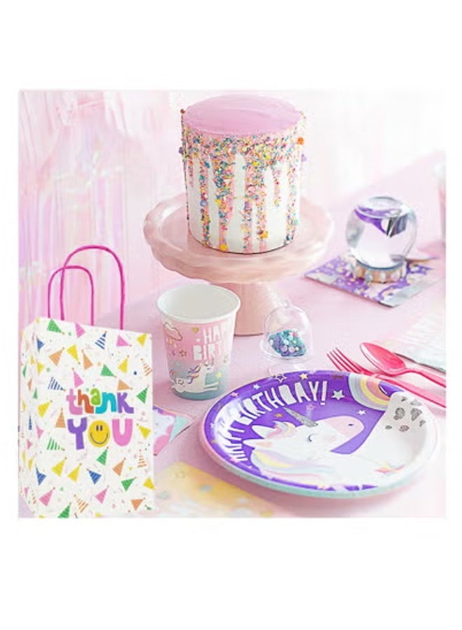 Peachjoy Gift Bags, Thank You Party Favor Goodie Bags, Suitable for Children's Birthday Gifts, Small Parties, Cute Paper Colorful Shopping Bags with Handles(20 Pcs) - Image 4