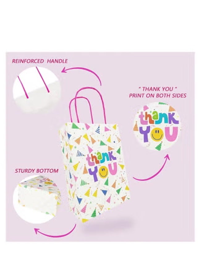 Peachjoy Gift Bags, Thank You Party Favor Goodie Bags, Suitable for Children's Birthday Gifts, Small Parties, Cute Paper Colorful Shopping Bags with Handles(20 Pcs) - Image 2