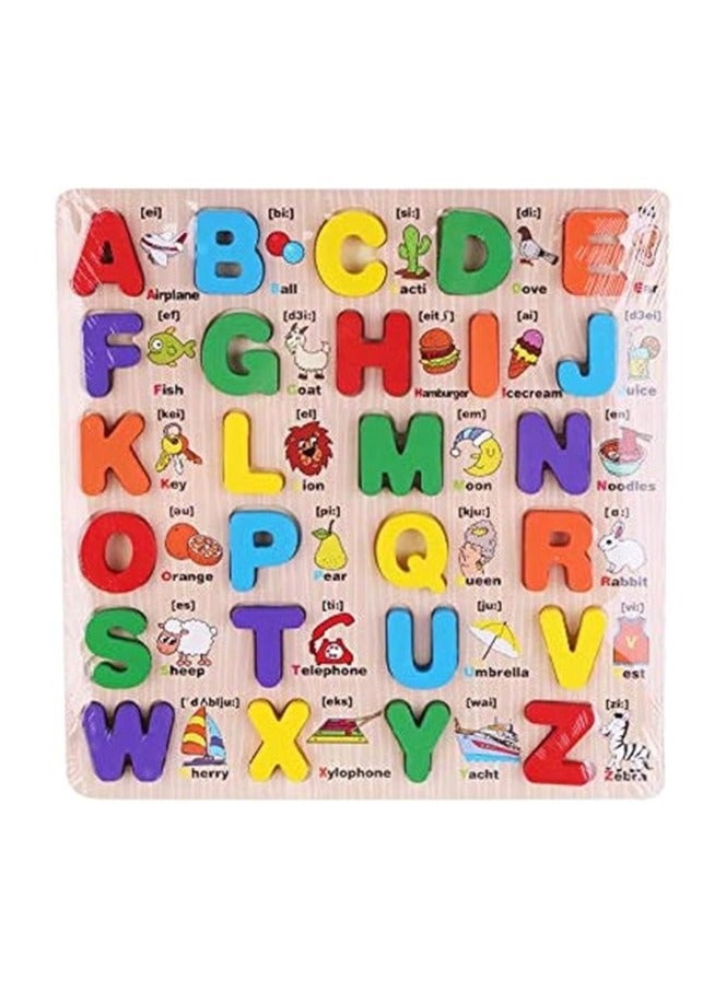 قام لإنجليزية ABC الأبجدية لوحة خشبية بازل قطع لعبة الحروف لعبة تعليمية - Image 1