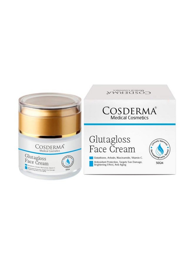COSDERMA Glutagloss Face Cream Glutathione Skin Cream With Kojic Acid & Vitamin C | Reduce Dark Spots & Hyperpigmentation | Glutathione Cream For Men & Women 50Gm
