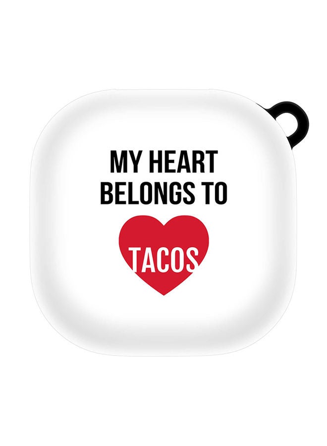Stylizedd StylePods Custom Case Samsung Galaxy Buds Pro (2021) / Buds Live Case With Anti-Lost Keychain - My heart belongs to tacos - Image 1