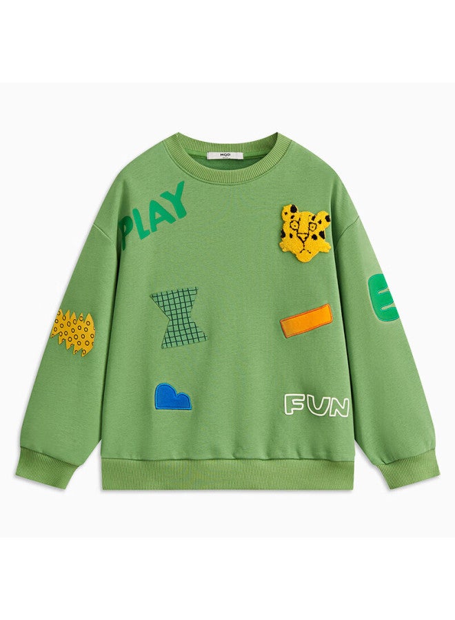 Mqd Children's Clothing Autumn Boys' 3d Printed Sweatshirt Suoluna Fun Multi-process Sweatshirt Moss Green 100 - Image 2