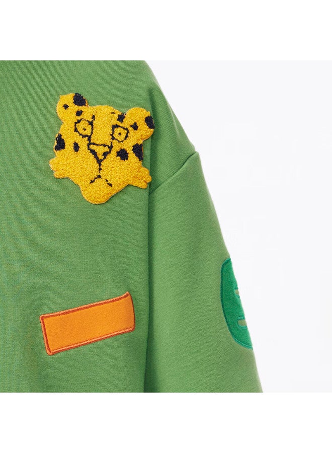 Mqd Children's Clothing Autumn Boys' 3d Printed Sweatshirt Suoluna Fun Multi-process Sweatshirt Moss Green 100 - Image 1