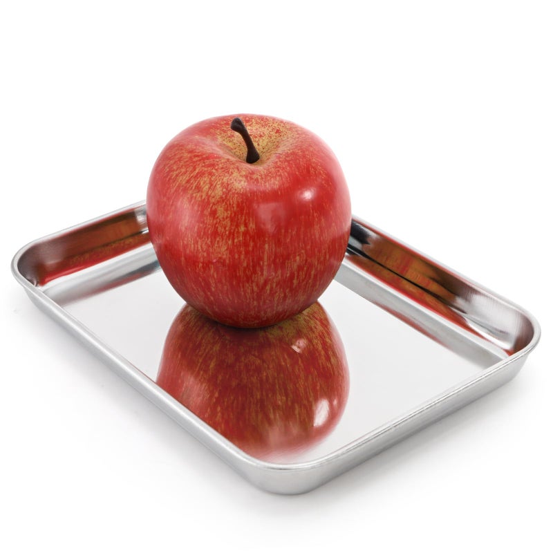 Lyellfe 6 Pack Small Stainless Steel Plate, 7''L x 5''W Mini Metal Food Tray Plates, Portable Size Baking Sheets for Oven, Food Safe Smooth Polished for Picky Eaters, Campers, Hand Project - Image 3