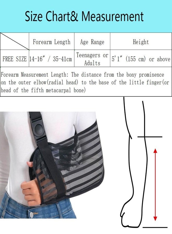 Ledhlth Arm Sling for Broken Arm, Torn Rotator Cuff, Shoulder, Elbow, Wrist Injury, Mesh Support Brace for Men and Women (Black, One Size) - Image 2