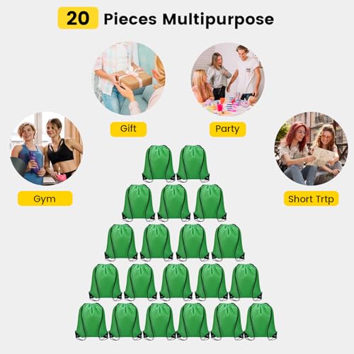 Vorspack Drawstring Backpacks Bulk 20 Pieces String Bags Customized Bags for Party Gym Sport Trip - Green - Image 5