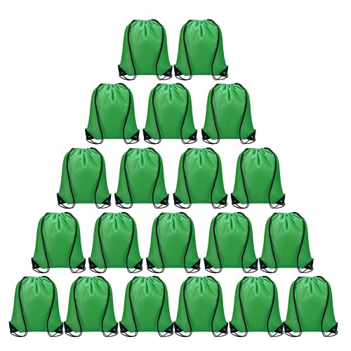 Vorspack Drawstring Backpacks Bulk 20 Pieces String Bags Customized Bags for Party Gym Sport Trip - Green - Image 1