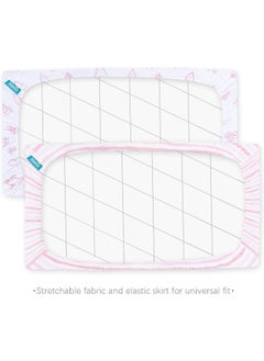 Biloban Biloban Crib Sheets Fitted, 2 Pack Crib Sheet Fits for Standard Crib and Toddler Mattress, 100% Jersey Knit Cotton Crib Sheet for Baby Boys & Girl, Pink Heart Stripes  - Image 5