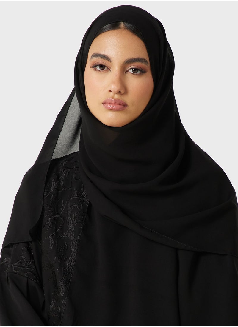 hayas closet - Embroidered Open Abaya - Image 1