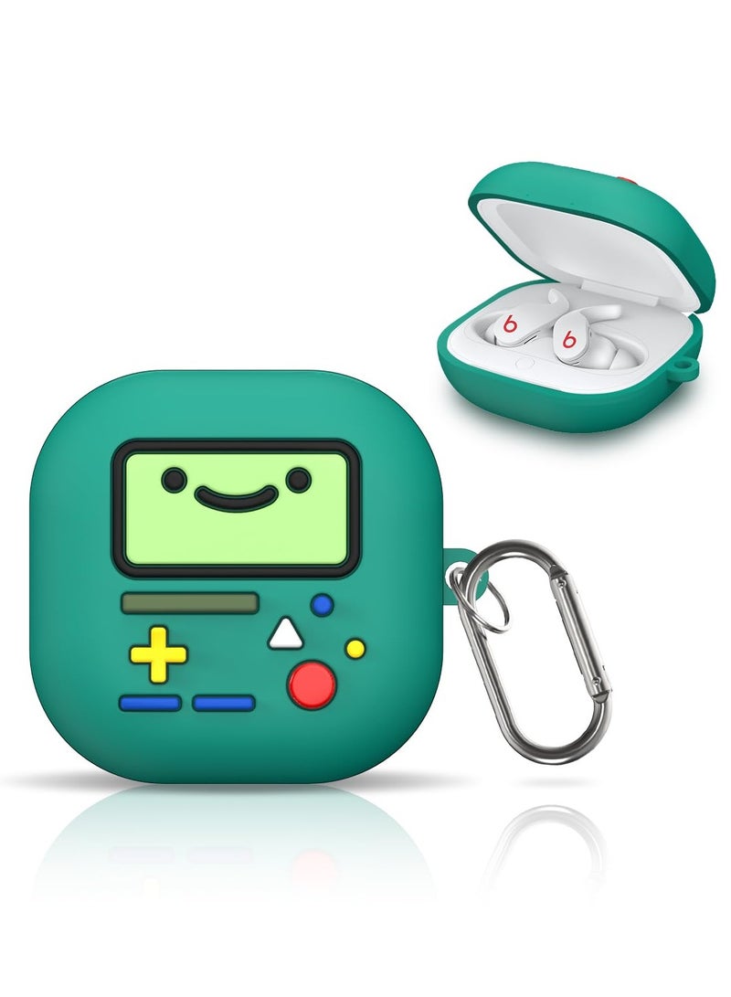 Stylish Shockproof Silicone Case for Beats Fit Pro with Carabiner, Green Color, Perfect Fit for Charging Case - Image 1