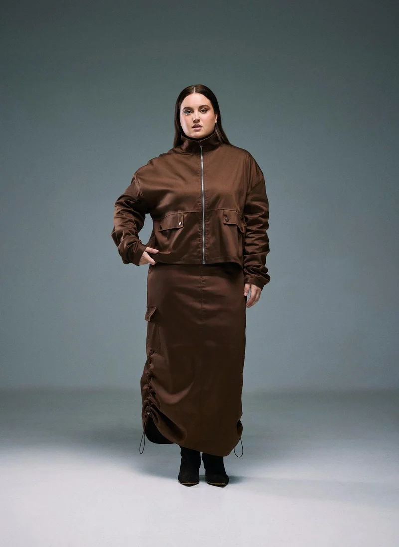 RÓLO Brown Women's Cropped Track Jacket for Women | Best Price UAE