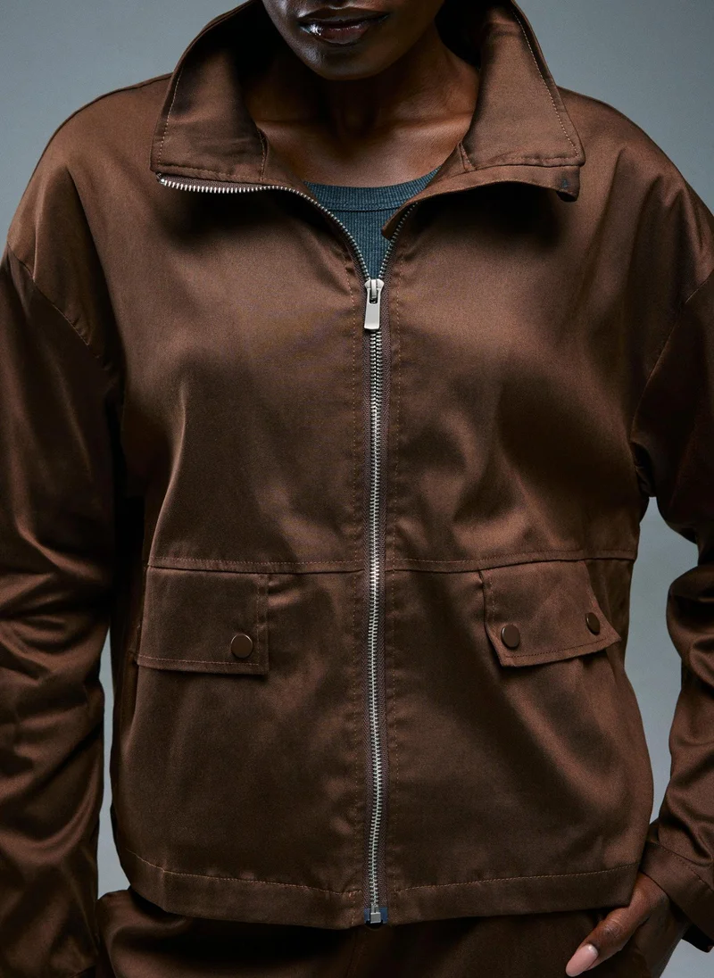 RÓLO Brown Women's Cropped Track Jacket for Women | Best Price UAE