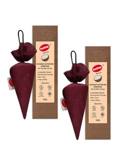 RUNBUGZ RunBugz Activated Carbon Air Purifier Cone to remove Odor and Moisture from Car Bathroom and Kitchen 100 Grams Coconut Activated Charcoal Classic Maroon Pack of 2  - Image 1