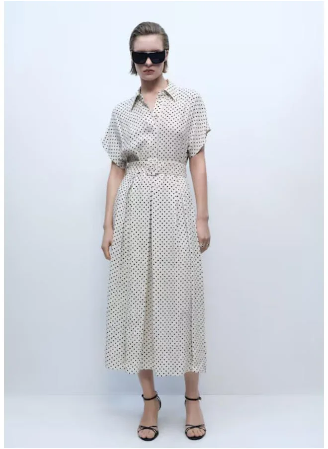 MANGO Casual Polka-Dot Dress With Belt