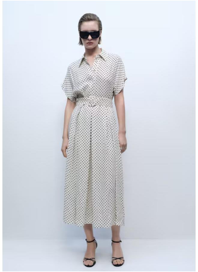 MANGO - Casual Polka-Dot Dress With Belt - Image 1