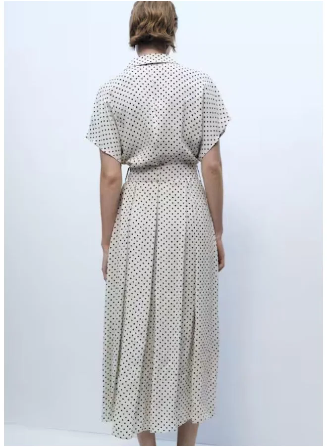 MANGO Casual Polka-Dot Dress With Belt