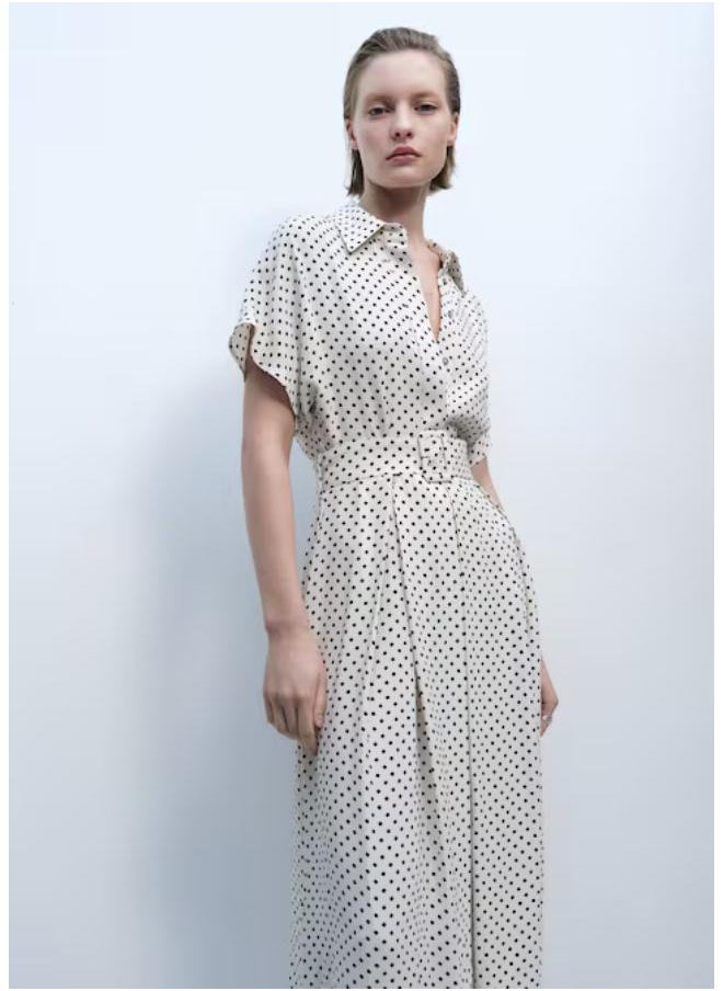 MANGO - Casual Polka-Dot Dress With Belt - Image 1