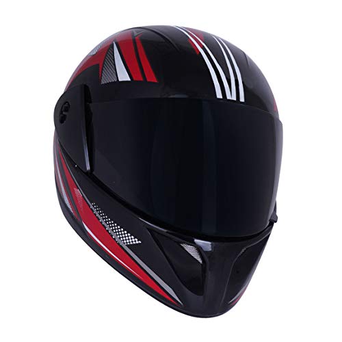 Western Era Pro ISI Certified Helmet || Full Face Graphics || Stylish || High-End Safety || UV Protection Visor || Enhanced Design || Ultra Comfort (Medium, Black Glossy (Red)) - Image 1