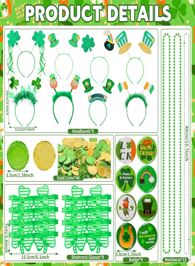 Seifar 220 Pack St. Patricks Day Accessories, Shamrock Glasses Necklaces Bracelets Headbands Mustaches Tattoos Stickers Gold Coins Irish Badges St. Patrick's Day Accessories Irish Decorations Supplies - Image 2