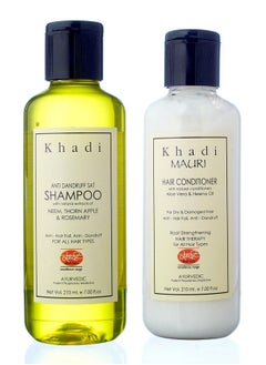 Khadi Mauri Herbal Anti Dandruff Shampoo & Herbal Hair Conditioner, 210 Ml (Combo Of 2)  - Image 1