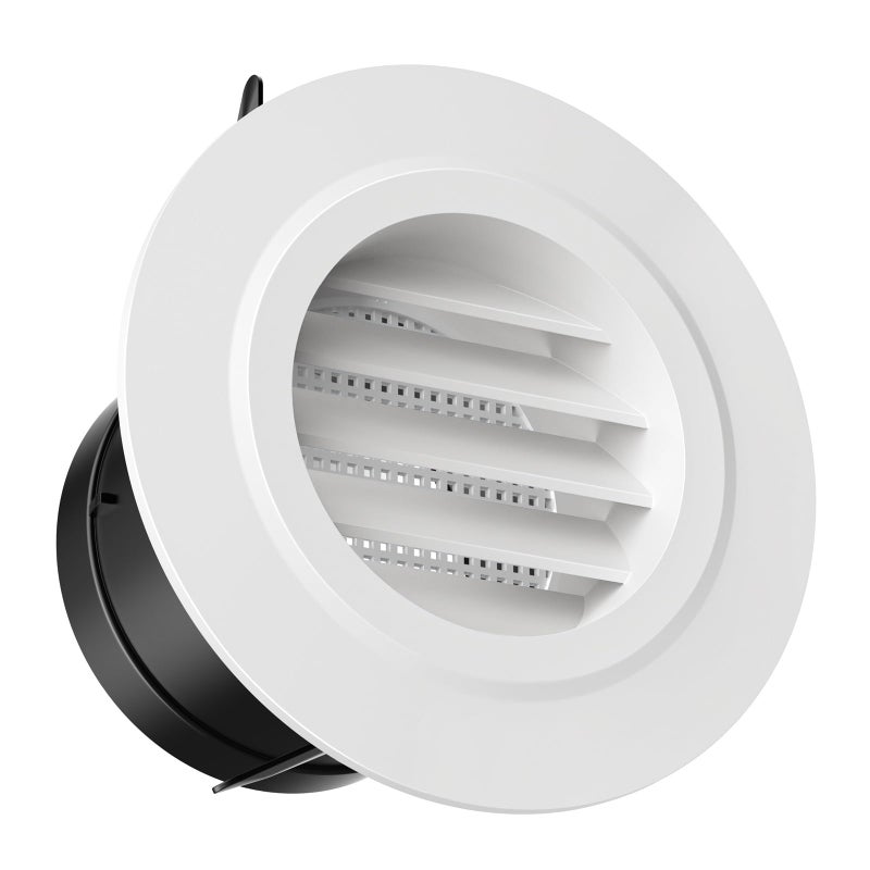 HG Power 3 Inch Round Air Vent ABS Louver Grille Cover with Builtin Screen Mesh White Soffit Vent for Bathroom Office Kitchen Ventilation Opening Size 283