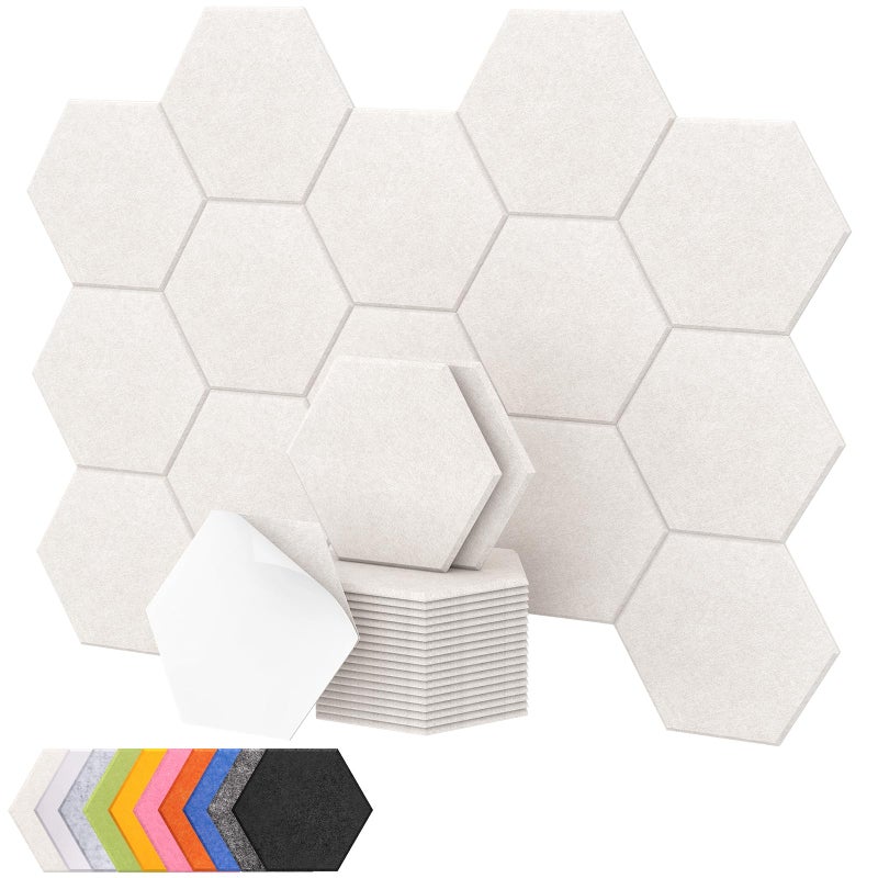 TONOR 18 Pack High Density Hexagon Acoustic Panels, TONOR 12"x 10"x 0.4" Soundproof Wall Panels, Sound Absorbing Panels for Interior Wall DÃ©cor, Peel and Stick Modern for Studio, Office, Home, Beige - Image 1