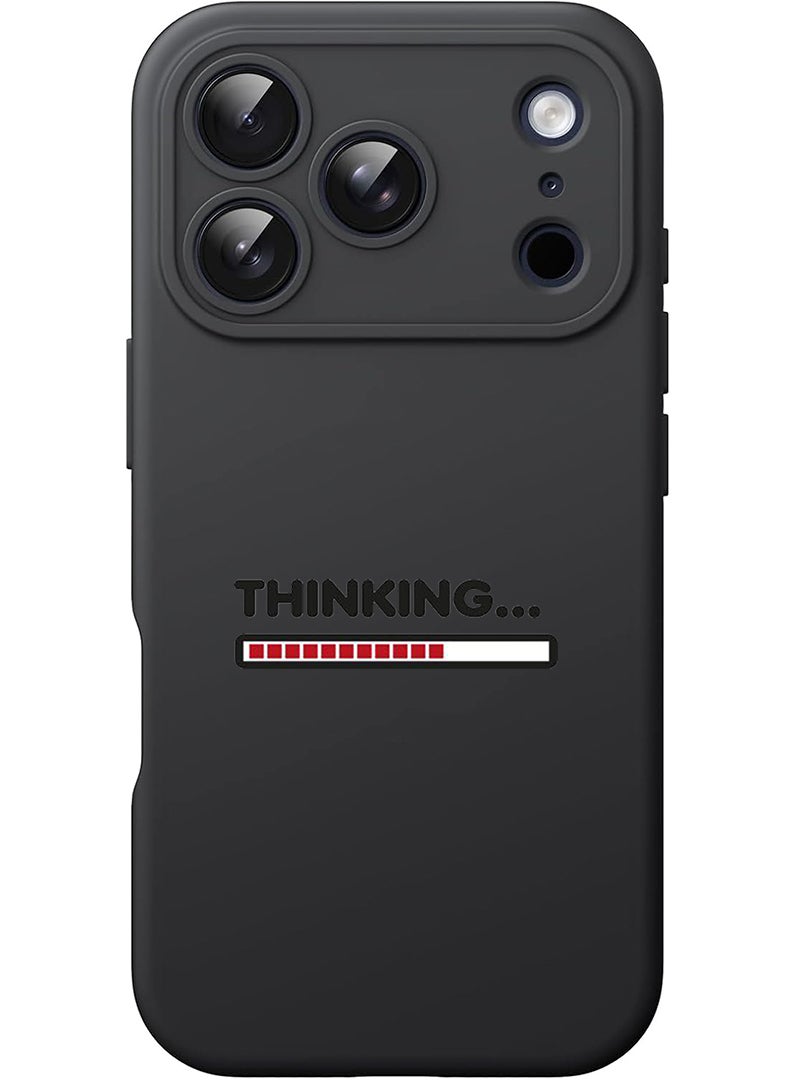 Theodor Protective Slim Fit Case Liquid Silicone Cover with Full Body Protection Anti-Scratch Shockproof Case For Apple iPhone 17 Pro Max (Black) Thinking - Image 1