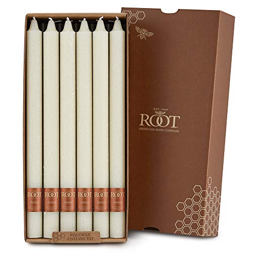 Root Candles 12-Count Unscented Dinner Candles Dripless Beeswax Enhanced Timberline™ Arista™ Boxed Candle Set, 12-Inch, Ivory - Image 1