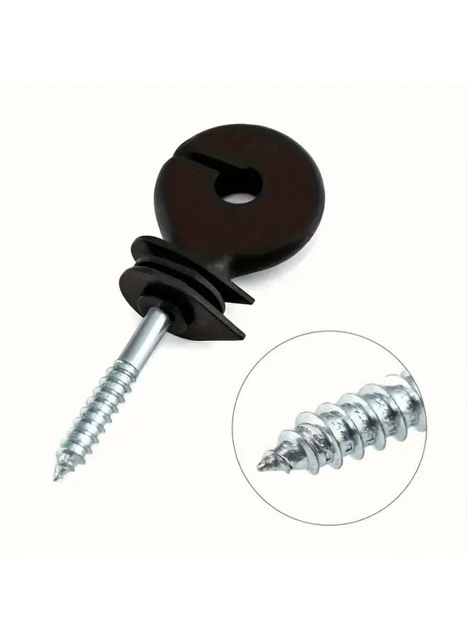 Black 50pcs Plastic Coated Electric Fence Insulator Spiral Mounting for Wooden Posts - Image 5