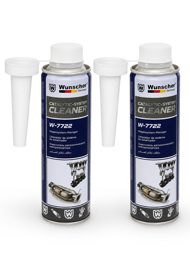 Wunscher 2 pcs Wunscher Catalytic System Cleaner W-7722 300ML, Catalytic Converter & Exhaust System Cleaner for Petrol and Diesel Engines, Carbon & Soot Deposit Cleaner, DPF System Care Fuel Additive - Image 1