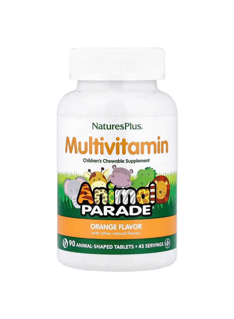 NaturesPlus Animal Parade, Children's Chewable Multivitamin, Orange, 90 Animal-Shaped Tablets