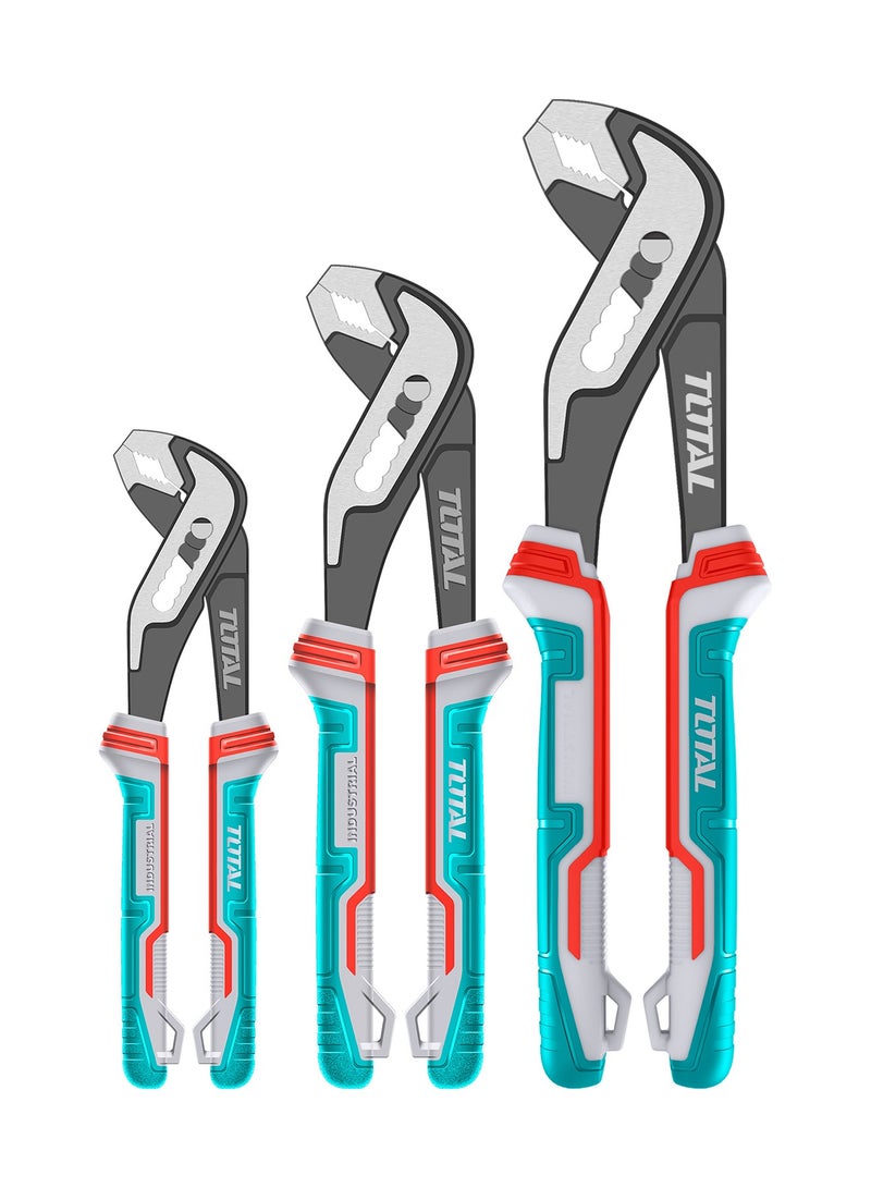 TOTAL Professional Pump Pliers Set, Cr-V Steel, Black-Oxide Finish, TPR Rubber Handles, 3-Piece Set (200mm/250mm/300mm), Model THT2PK231 - Image 1