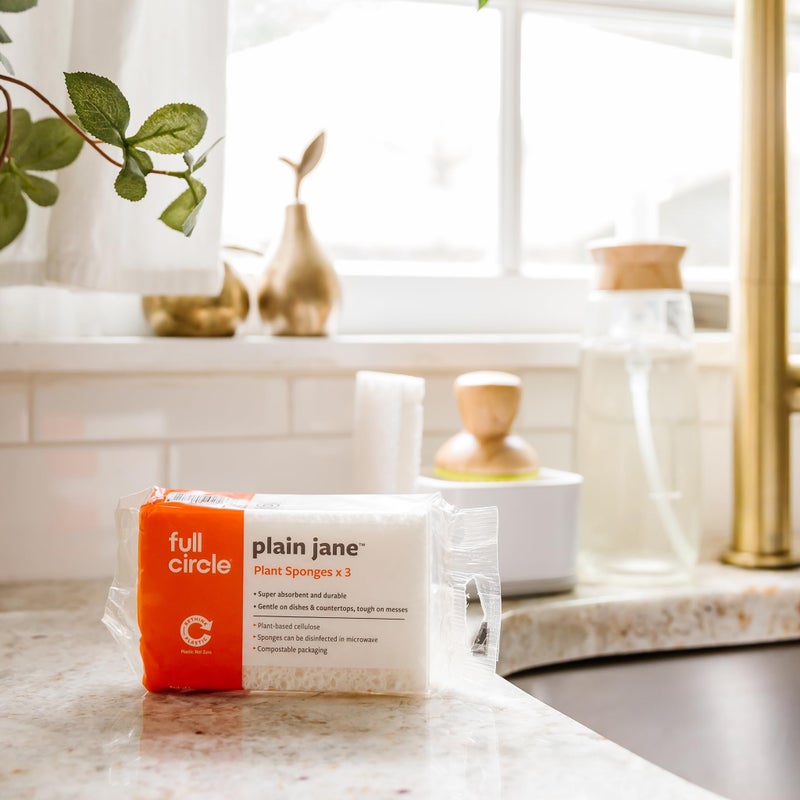 Full Circle Plain Jane Plant-Based Cellulose Sponge, Natural - Image 3