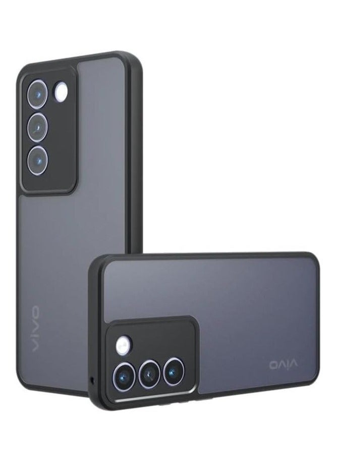 Case Compatible with VIVO V30 Lite 5G Cover, Ultra-thin Ultralight Flexible Silicone Frame + Clear Acrylic Back Case for VIVO V30 Lite (Matte Black) - Image 1