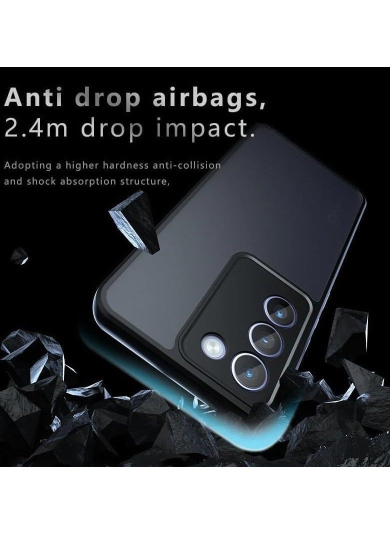 Case Compatible with VIVO V30 Lite 5G Cover, Ultra-thin Ultralight Flexible Silicone Frame + Clear Acrylic Back Case for VIVO V30 Lite (Matte Black) - Image 3