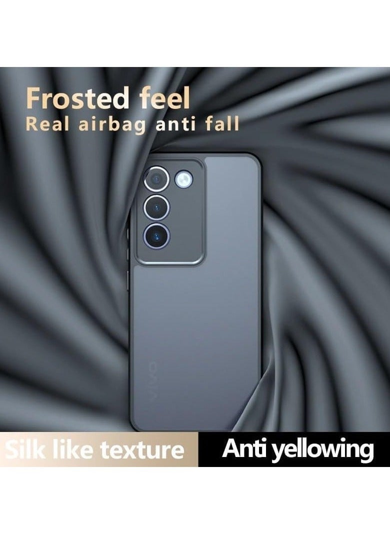 Case Compatible with VIVO V30 Lite 5G Cover, Ultra-thin Ultralight Flexible Silicone Frame + Clear Acrylic Back Case for VIVO V30 Lite (Matte Black) - Image 4