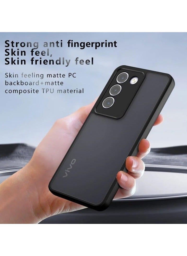 Case Compatible with VIVO V30 Lite 5G Cover, Ultra-thin Ultralight Flexible Silicone Frame + Clear Acrylic Back Case for VIVO V30 Lite (Matte Black) - Image 5