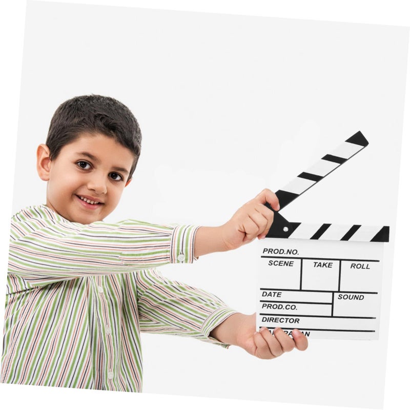 Yarnau Wooden Movie Clapboard Film Action Scene Props Creative Photo Props for Young Filmmakers White Adjustable - Image 5